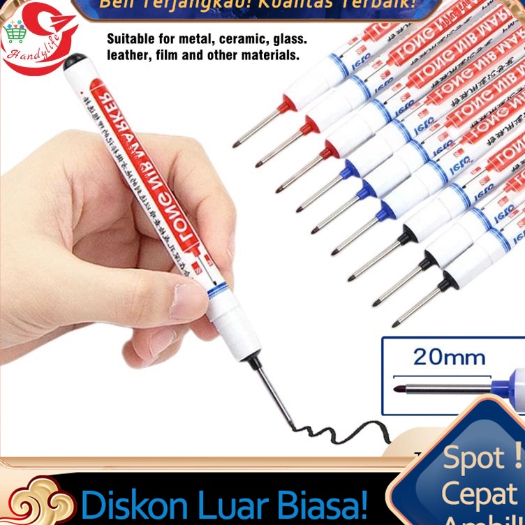 

Special Packing 6pcsset Spidol Marker Serbaguna Penanda Besi Kayu Kepala Panjang Long Head