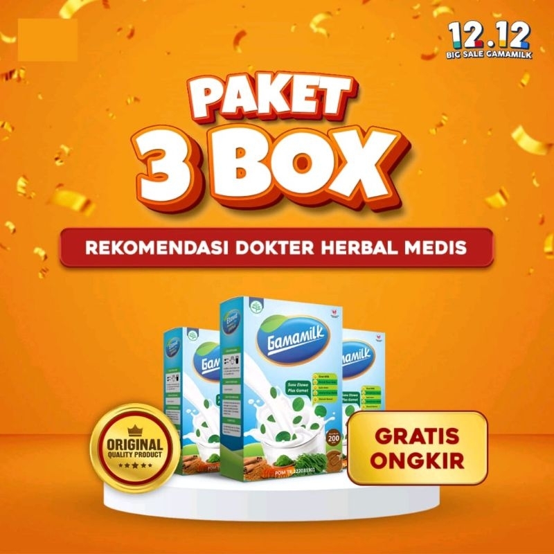 

PAKET 3 BOX - Gamamilk Susu Etawa Solusi Untuk Nyeri Sendi, Asam Urat, Sesak Nafas dan Asam Lambung