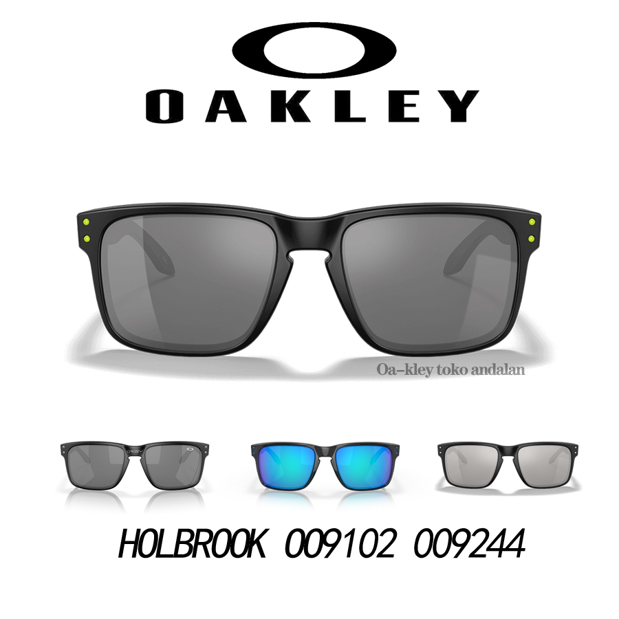 100% Original Kacamata Hitam oakley HOLBROOK  OO9102 Sunglasses Black Wanita Pria Olahraga sepeda