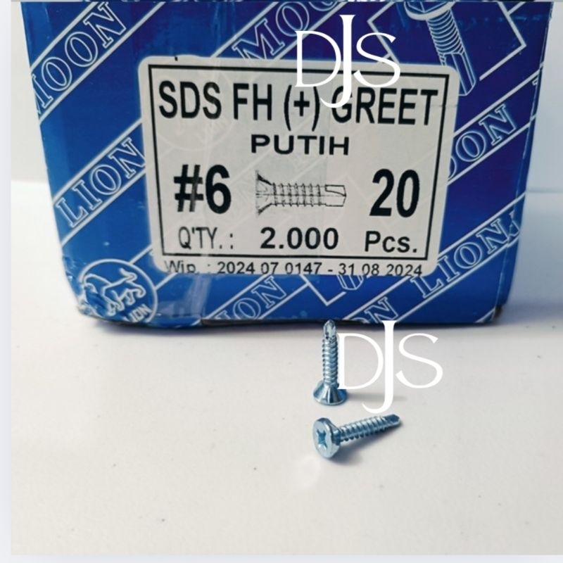 #6X20 SDS FH (+) GREET SEKRUP SDS FH (+) GRC 6X20 MOON LION SELF DRILLING SCREW 2CM