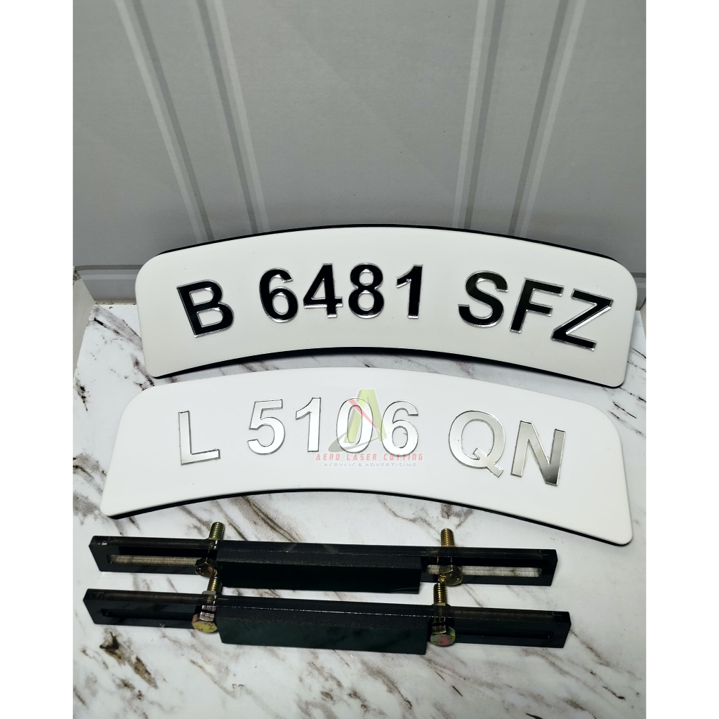 PLAT NOMOR VESPA/PLAT NOMOR MELENGKUNG/PLAT NOMOR CUSTOM AKRILIK/PLAT NOMER SILVER MIRROR