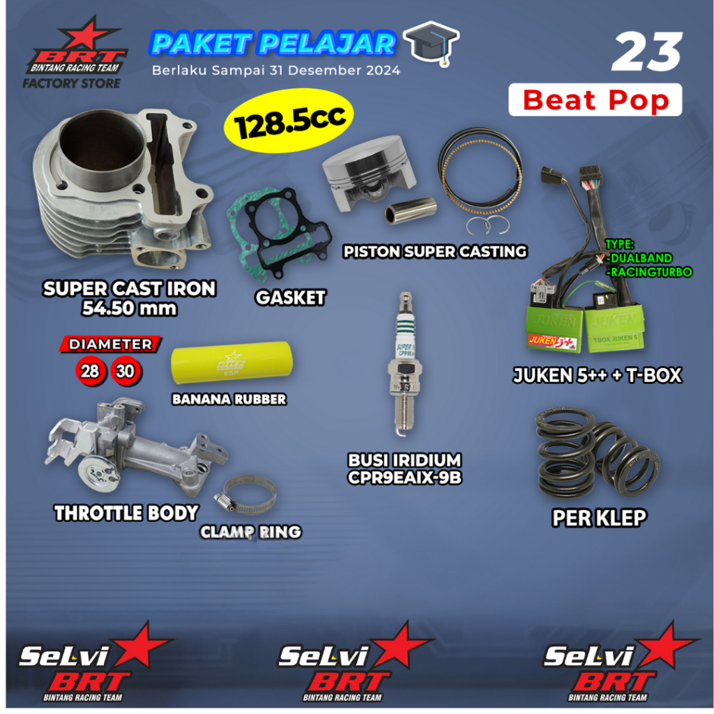 PAKET TOURING BRT BEAT POP BLOK CAST SET PISTON ECU 5+ PER KLEP THROTTLE BODY BANANA BUSI IRIDIUM BR