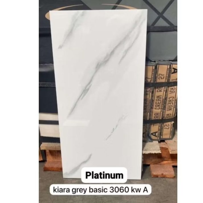 Keramik Dinding 30x60 Glossy Putih Corak Cutting Nat Platinum Kiara Grey Kw1