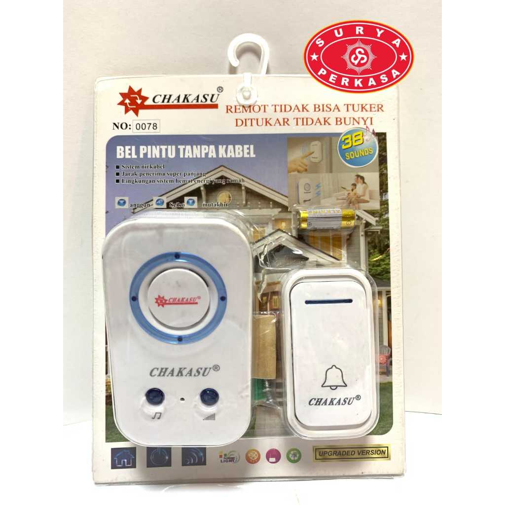 Surya Perkasa Bel Pintu Rumah Wireless 1 Tombol Chakasu Hattasu Door bell Bel Pintu Tanpa Kabel