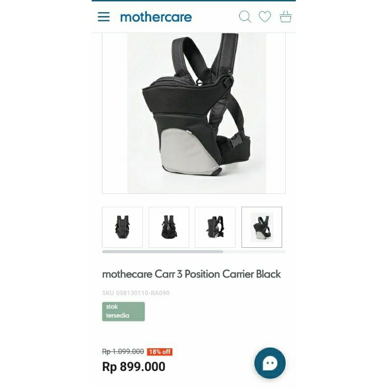 Gendongan Mothercare 3 Position Carrier Back