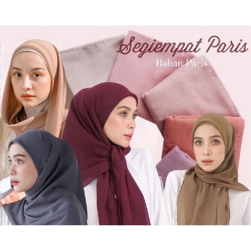 HIJAB PARIS PREMIUM SEGI EMPAT ANTI LETOY Ori Tag Akrilik by Madeena /Jilbab Paris Voal Basic Polos