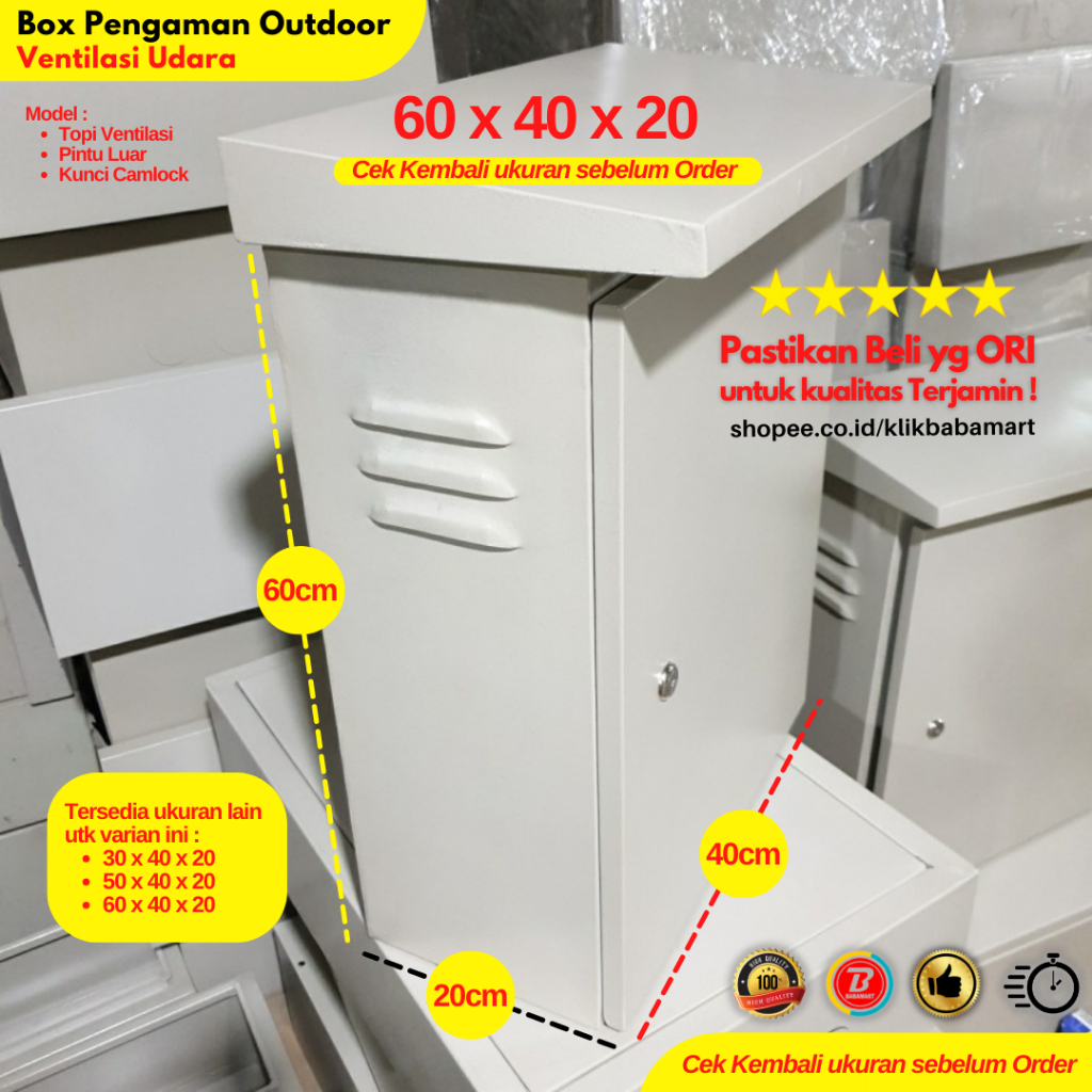 Box Besi Ventilasi Pengaman Outdoor DVR CCTV Instalasi Listrik Solar Panel ukuran 60x40x20