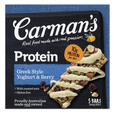 

Carman's Greek Style Yoghurt & Berry Gourmet Protein Bars 5 pack | 200g