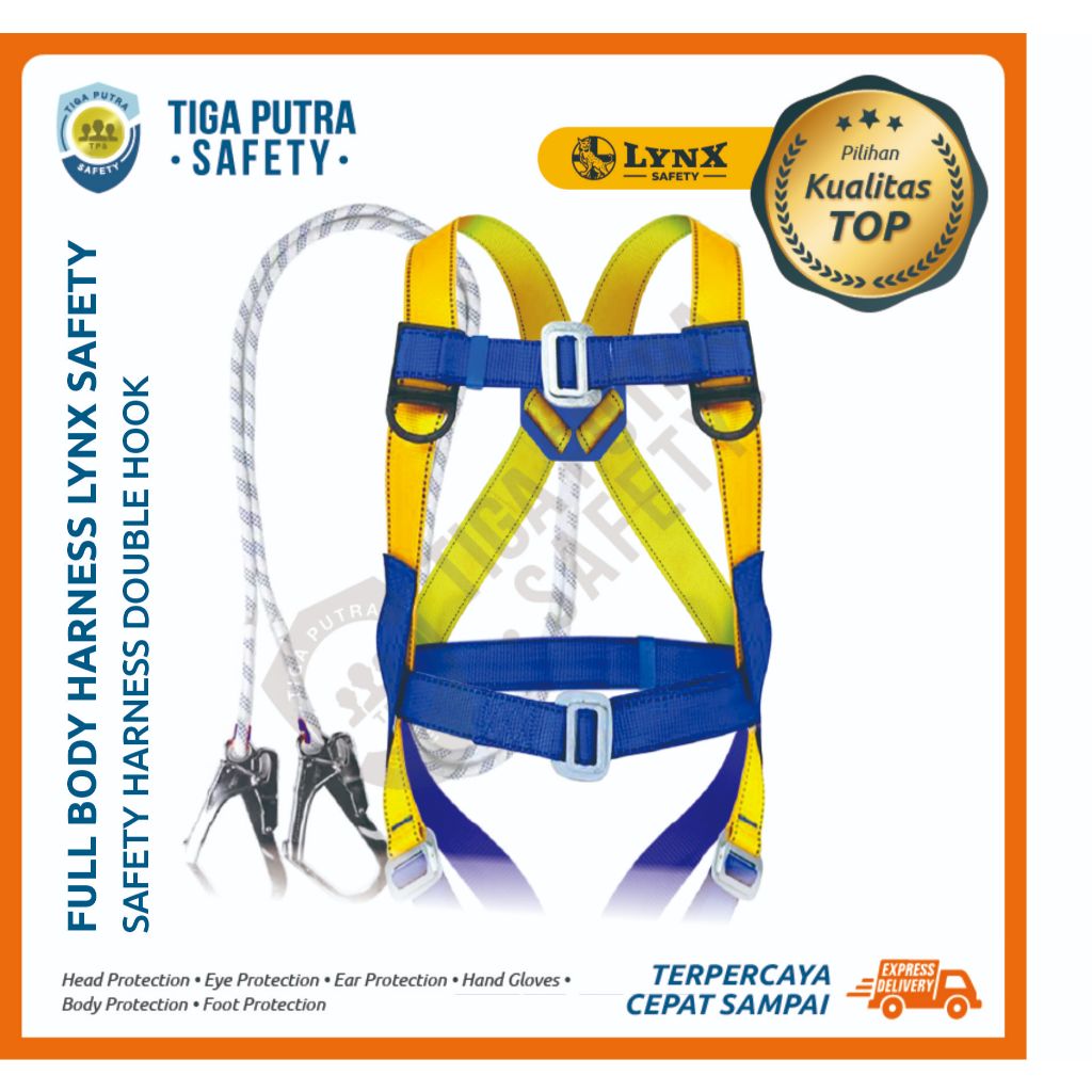 Lynx Safety Full Body Harness Lanyard Double Big Hook