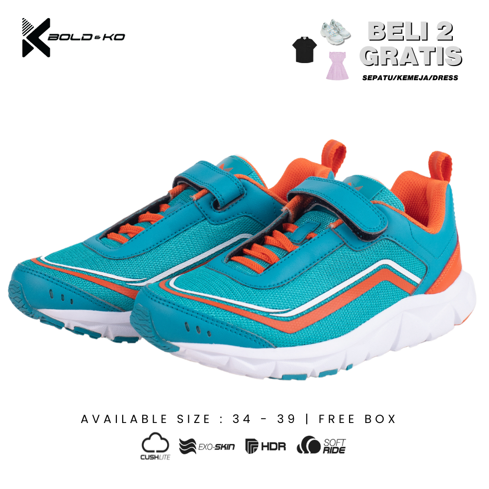 BOLD&KO BK Velocity TurboX 99 Series Phantom Hijau / Sepatu Anak Laki-laki/Perempuan / Sneaker Anak