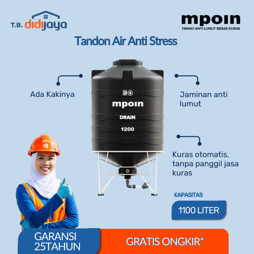 Tandon Air MPOIN Drain 1200 Toren Air Tangki Air 1100 Liter