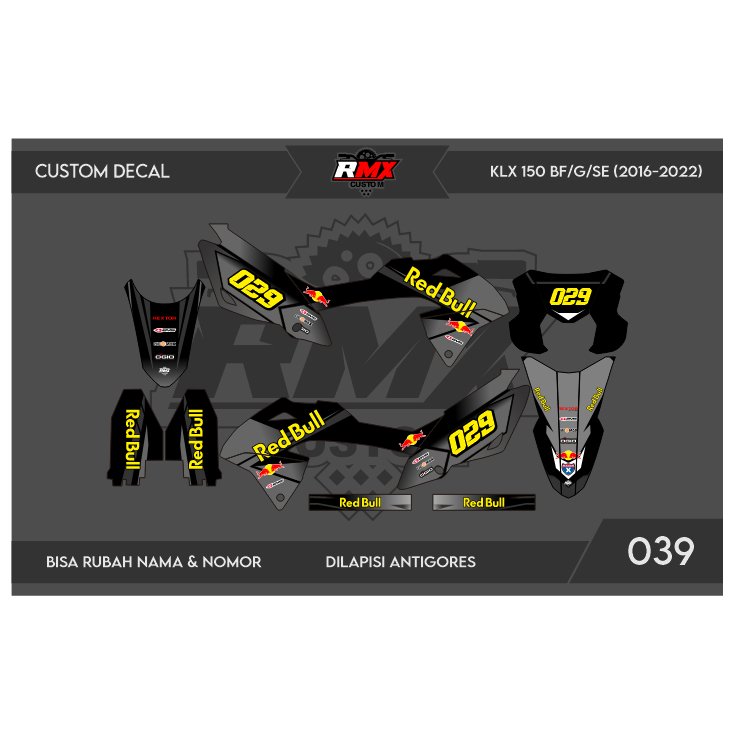 DECAL STICKER KLX BF (039) DEKAL STIKER KLX 150 G/SE/EXTREME/NEW FULLBODY 2016 2017 2018 2019 2020 2