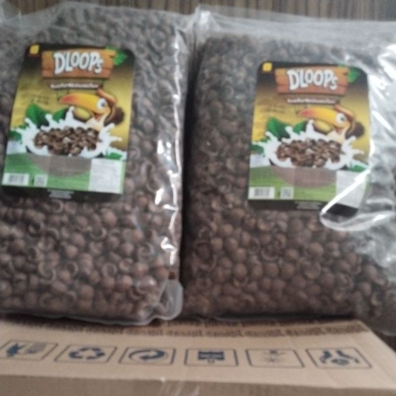 

1kg D'loops sereal coklat. Choco crunch coklat. Ready Free packing kardus