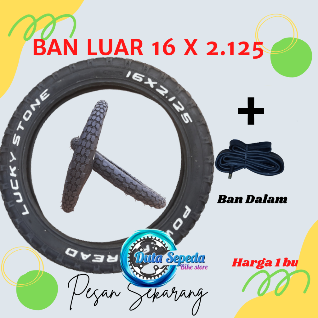 Ban luar sepeda anak ukuran 16 x 2.125 luar saja dan luar dalam harga 1an