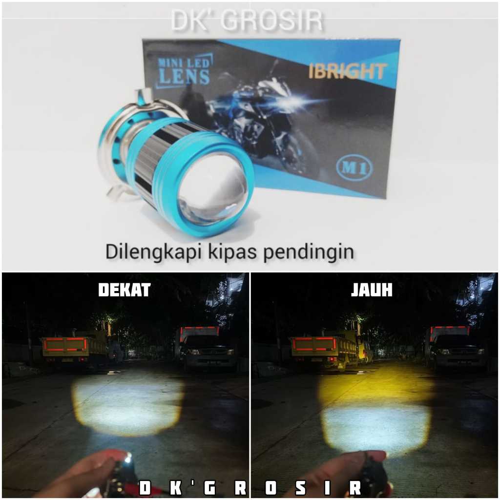 NEW Premium Lampu utama LED H4 IBRIGHT Laser  Lensa D6 Projector AC DC ada kipas pendingin D3