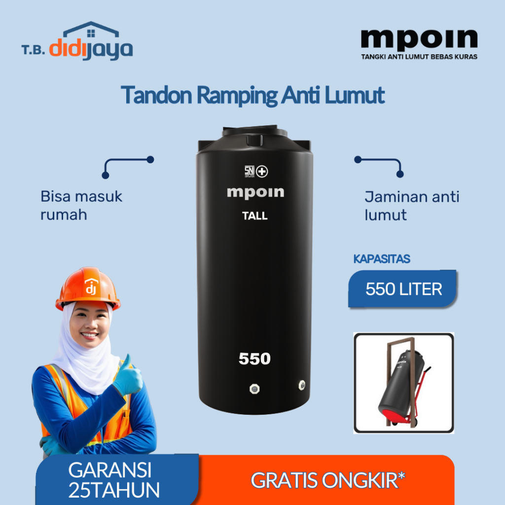 Tandon Air MPOIN Tall 550 Toren Air Tangki Air Ada Kakinya 550 Liter