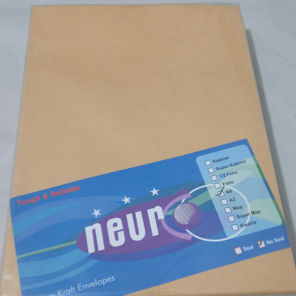 

KODE PRODUK FLBPL551 Amplop Coklat Ukuran A4 Neuro 3 x 22 cm NON SEAL