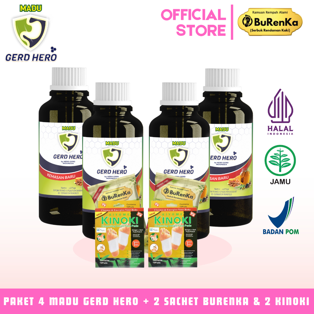 

Paket 4 Botol Madu Gerd Hero, 2 Burenka & 2 Kinoki
