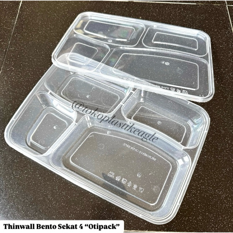 [isi 25pcs] Thinwall bento sekat 4 “Otipack”