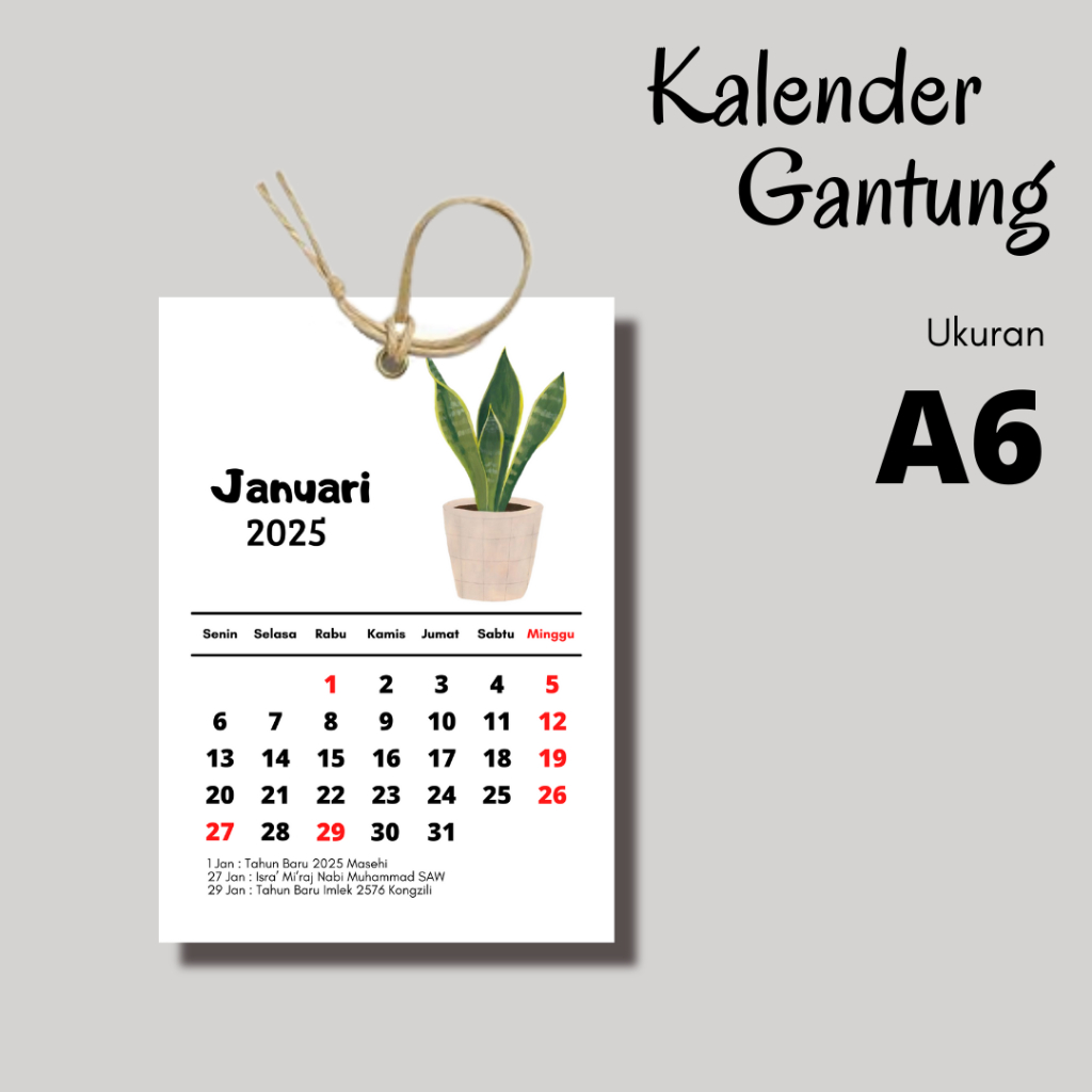 

[A6] Kalender Gantung Aesthetic 2025 / Kalender Gantung Lucu