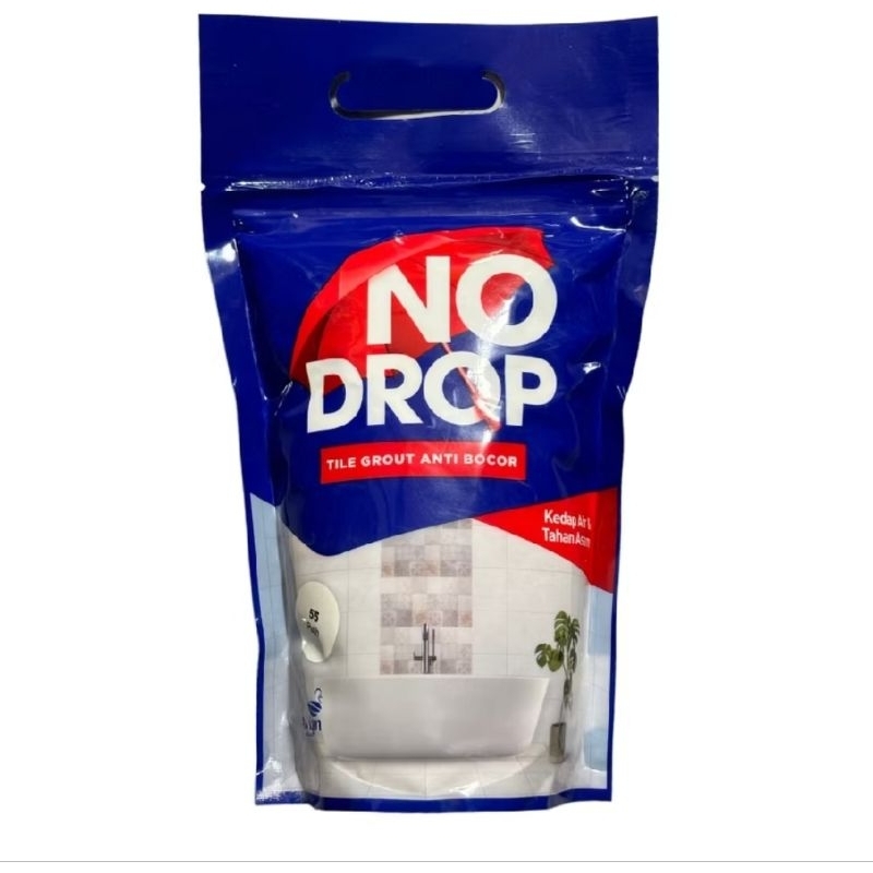 nat keramik kamar mandi anti bocor no drop tile grout 1 kg - tahan cairan asam warna putih 55
