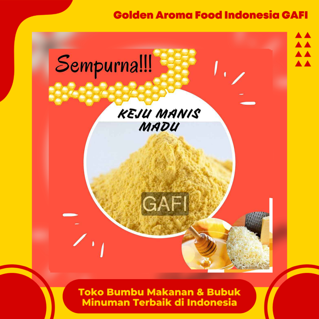 

GAFI Food Bumbu Tabur Rasa Keju Manis Madu 1 Kg Lezat Halal, Honey Sweet Cheese Flavor Seasoning Powder 1 Kg