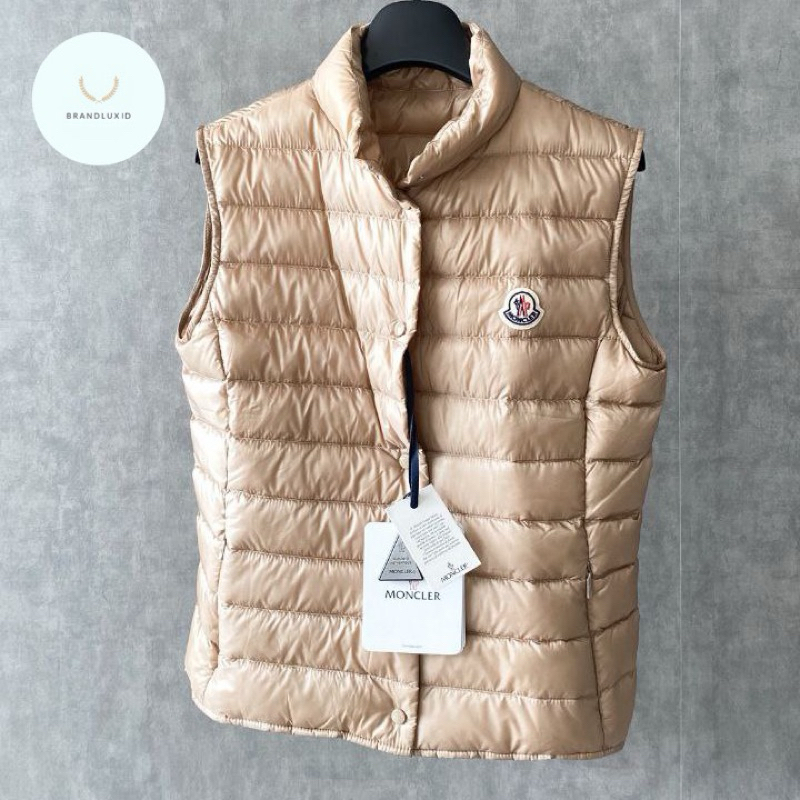 Moncler Liane Gilet Patch Down Puffer Neutrals