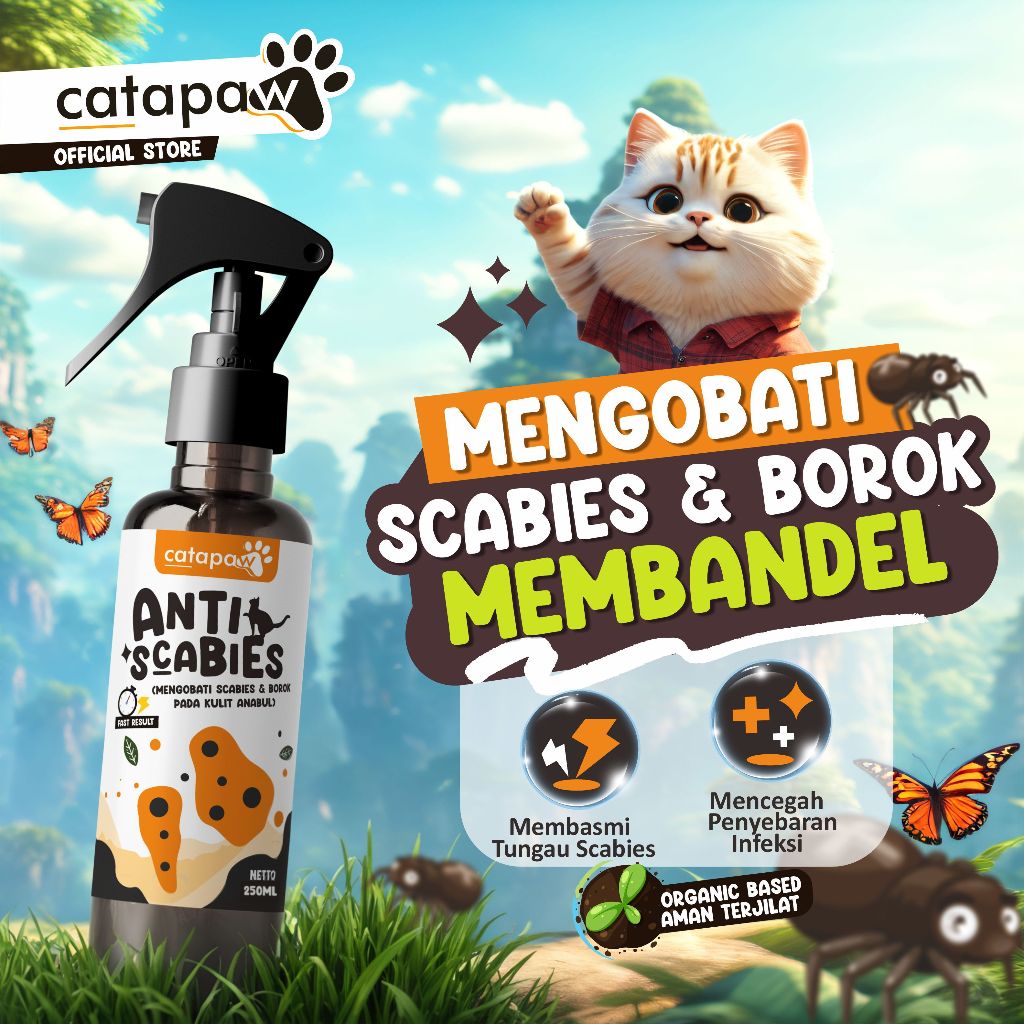 CATAPAW Obat Scabies Kucing Anjing Gudik Gatal Borok Masalah Kulit Ruam Luka Koreng Iritasi Anabul