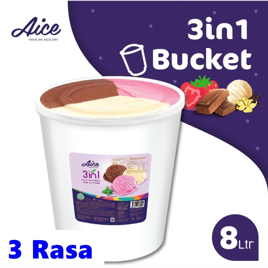 

TERLARIS AICE 3 in 1 Bucket 8 Liter Ice Cream Es Krim 3in1 Ember 8L Eskrim 3 Rasa