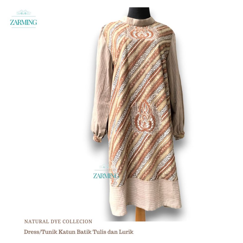 Zarming Dress Tunik Atasan Wanita Batik Tulis Pewarna Alami mix Lurik Pewarna Alami Exclusive Design