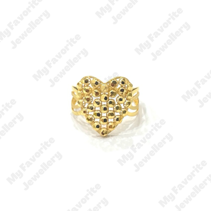 Cincin Love Bola Bola Kristal Uk16 Emas Asli Kadar 700 16K