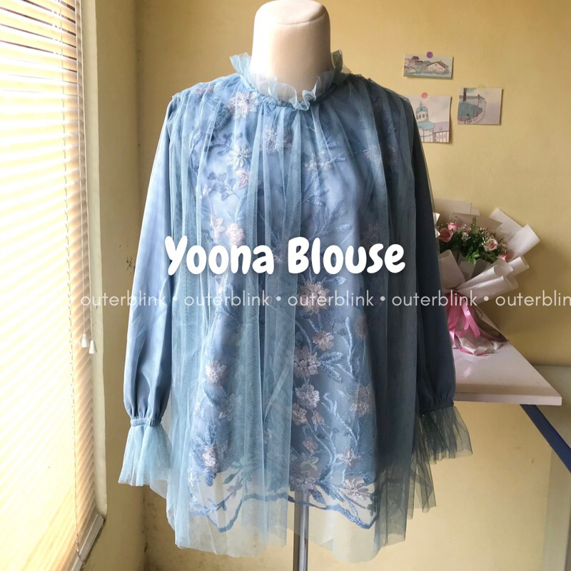YOONA BLOUSE TILE - ATASAN TILE BORDIR KONDANGAN/ LEBARAN