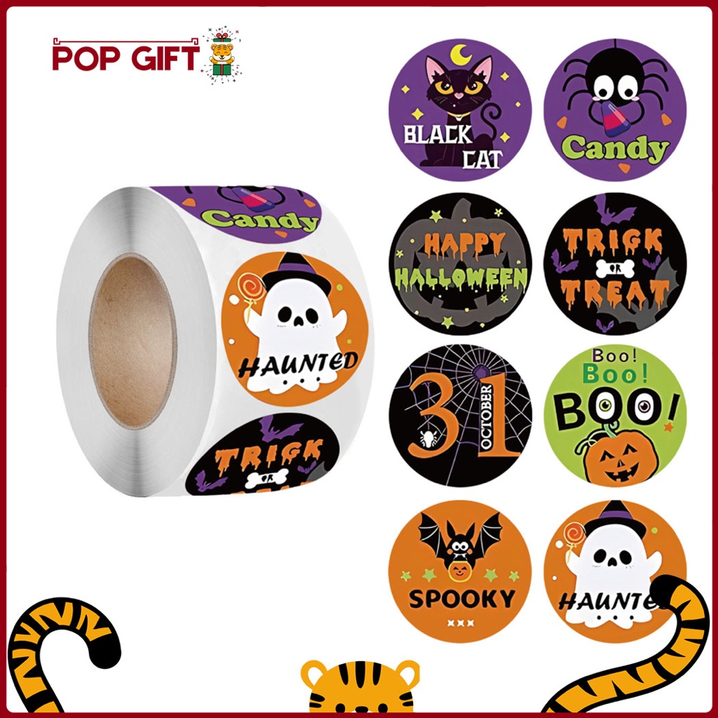 

PG Label Stiker Roll 500 Pcs Untuk Tempel Di Kemasan Jualan Hadiah Sticker Roll Mini Motif Hallowen