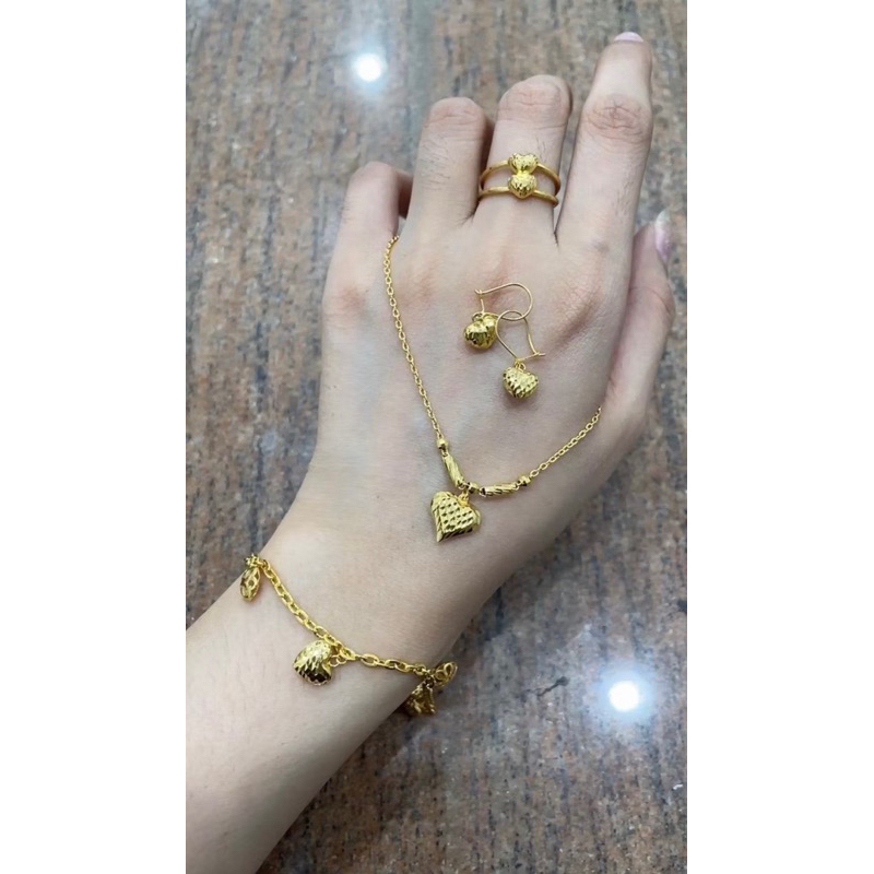 Satu Set Perhiasan Love EMAS ASLI Kadar 700 dan 875 Seserahan