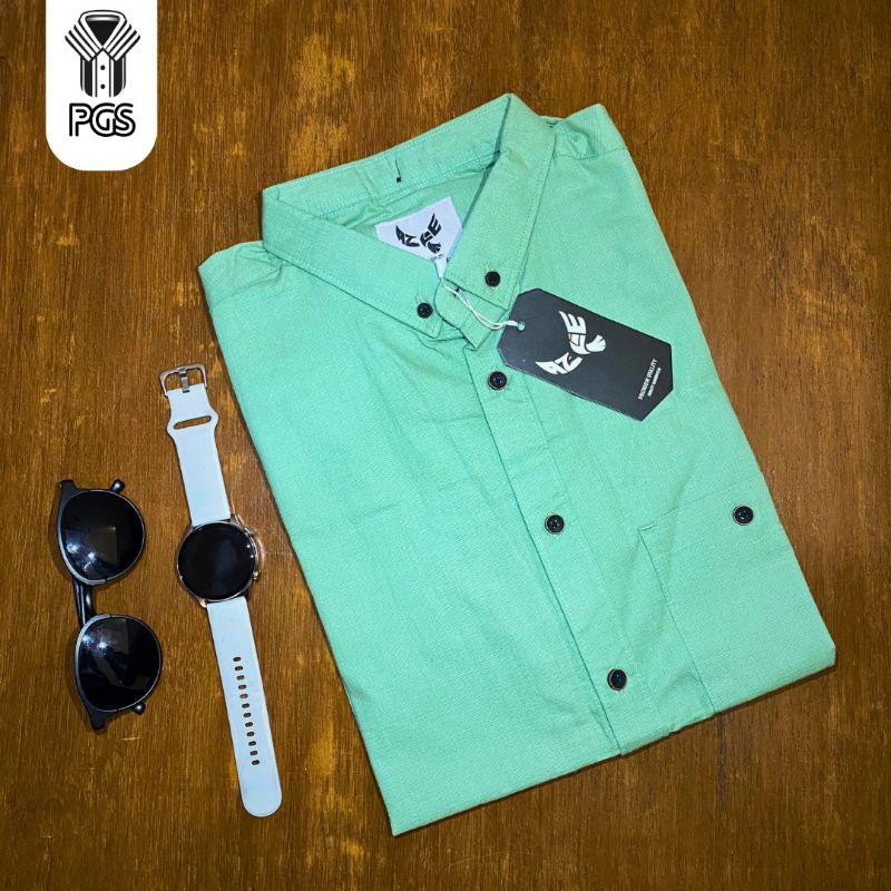 Kemeja Pria Lengan Pendek Hijau Sage