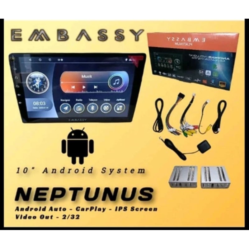 Head Unit Android Embassy 10 inch Ram 2GB, Rom 32GB ORIGINAL