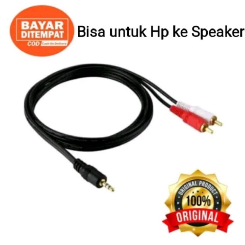 Kabel RCA To HP Kabel 2in1/Kabel Jack Audio Aux 2 in 1 Audio Hp To Speaker Original