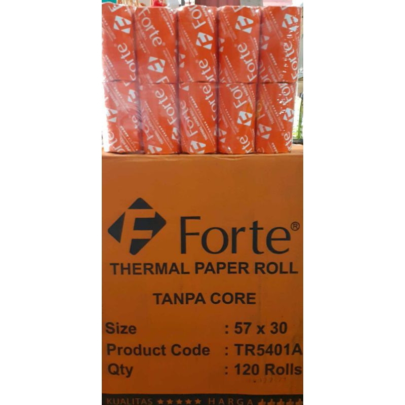 

Kertas Thermal Struk Kasir 57×30mm Forte (10rol) / EDC Mini Printer Bluetooth - Tanpa Core