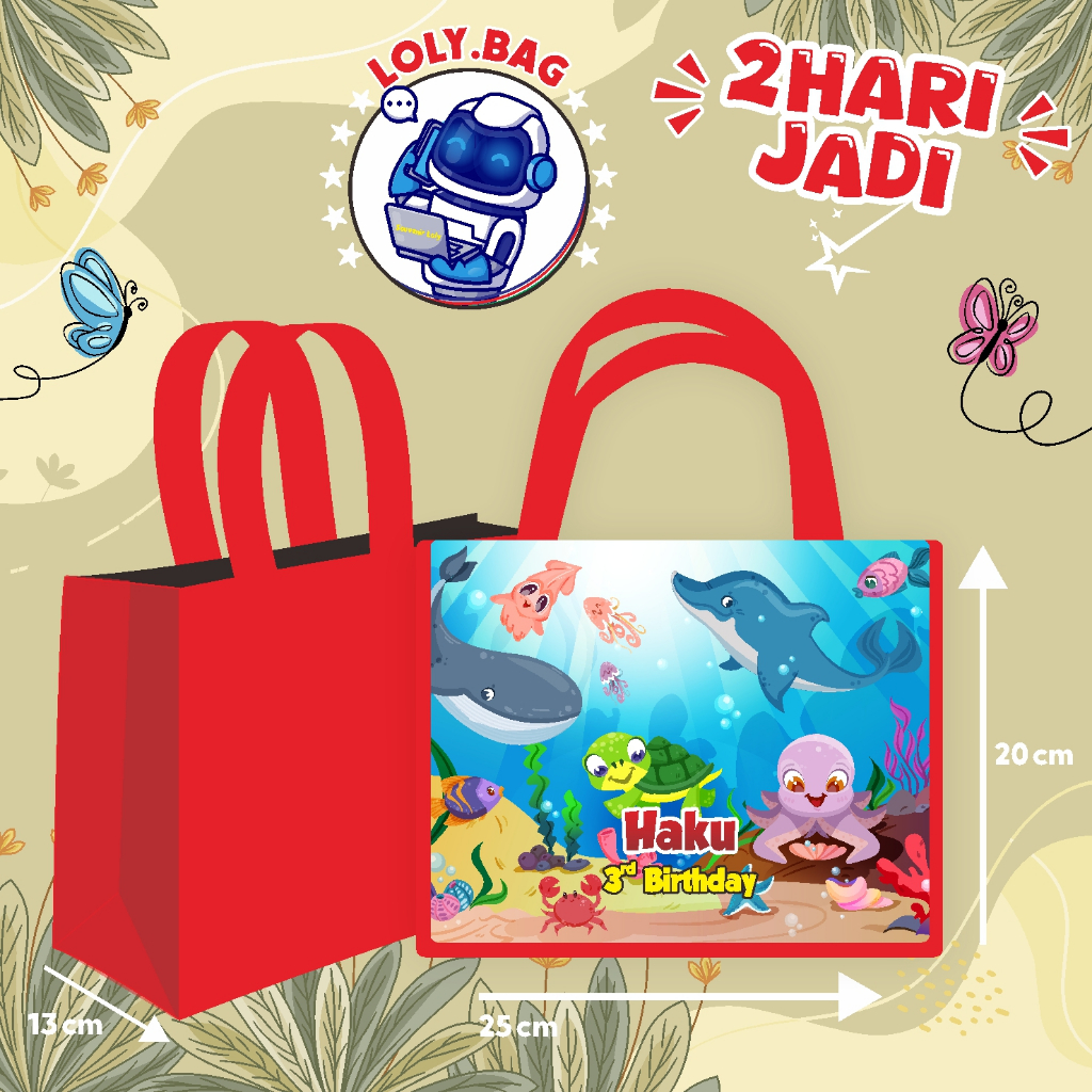 

Tas Ultah / Tas Ulang Tahun Murah/Goodie bag murah/souvenir ultah/Tas tema UNDER SEA