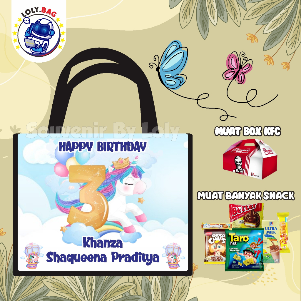 

Tas Ultah / Tas Ulang Tahun Murah/Goodie bag murah/souvenir ultah/Tas tema Unicorn