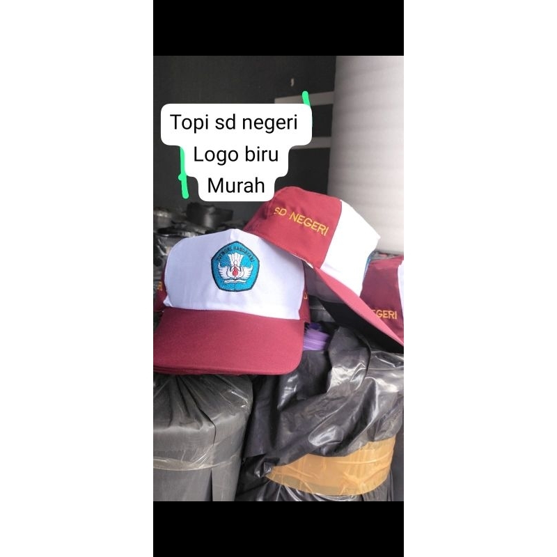terbaik topi sd merah putih logo biru bordir sd negeri