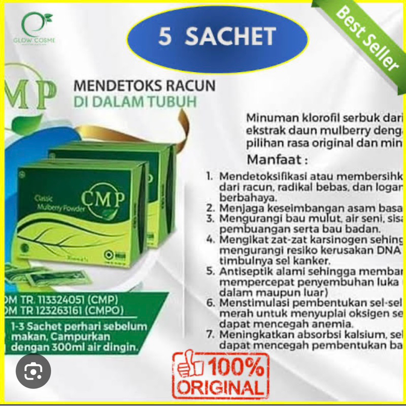 CMP HWI Original 100% isi 30 sachet- Ekstrak Klorofil Daun Mulberry - CMP mint Obat Herbal Alami unt