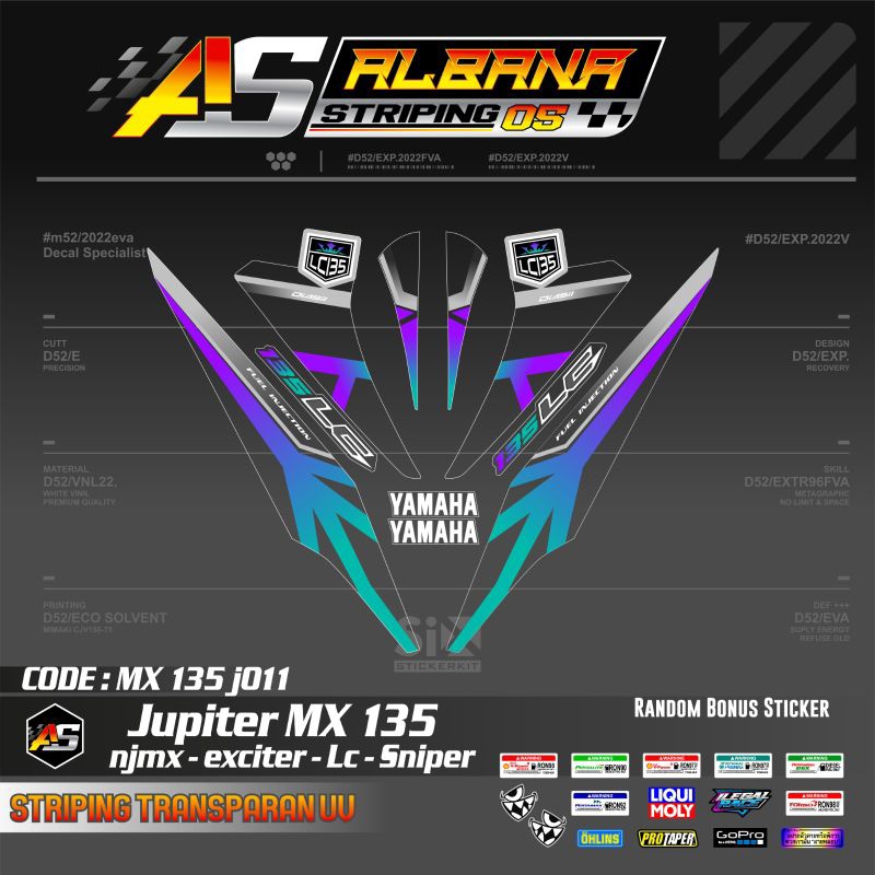 STRIPING JUPITER MX OLD TRANSPARAN UV/STRIPING YAMAHA MX 135 2007-2012