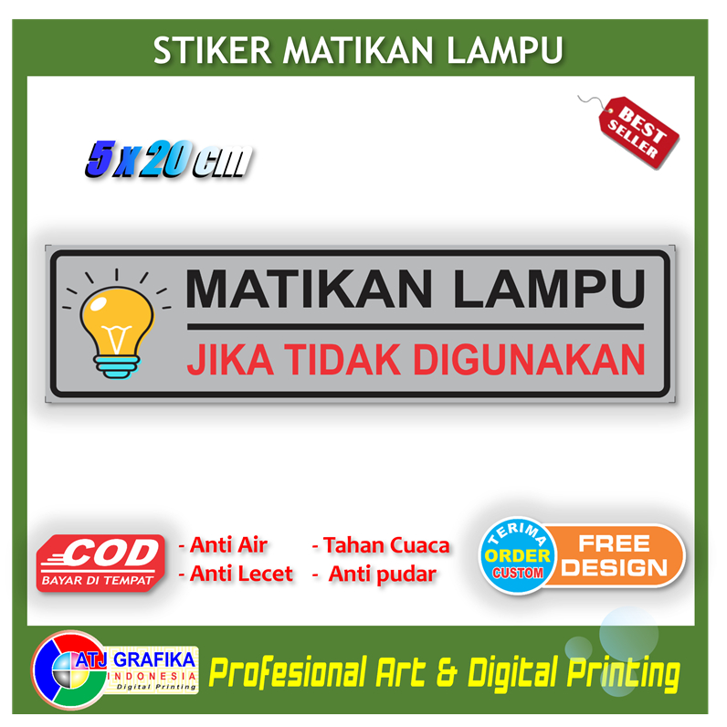 Stiker matikan lampu jika tidak digunanakan sticker hemat daya listrik on off saklar rumah kantor
