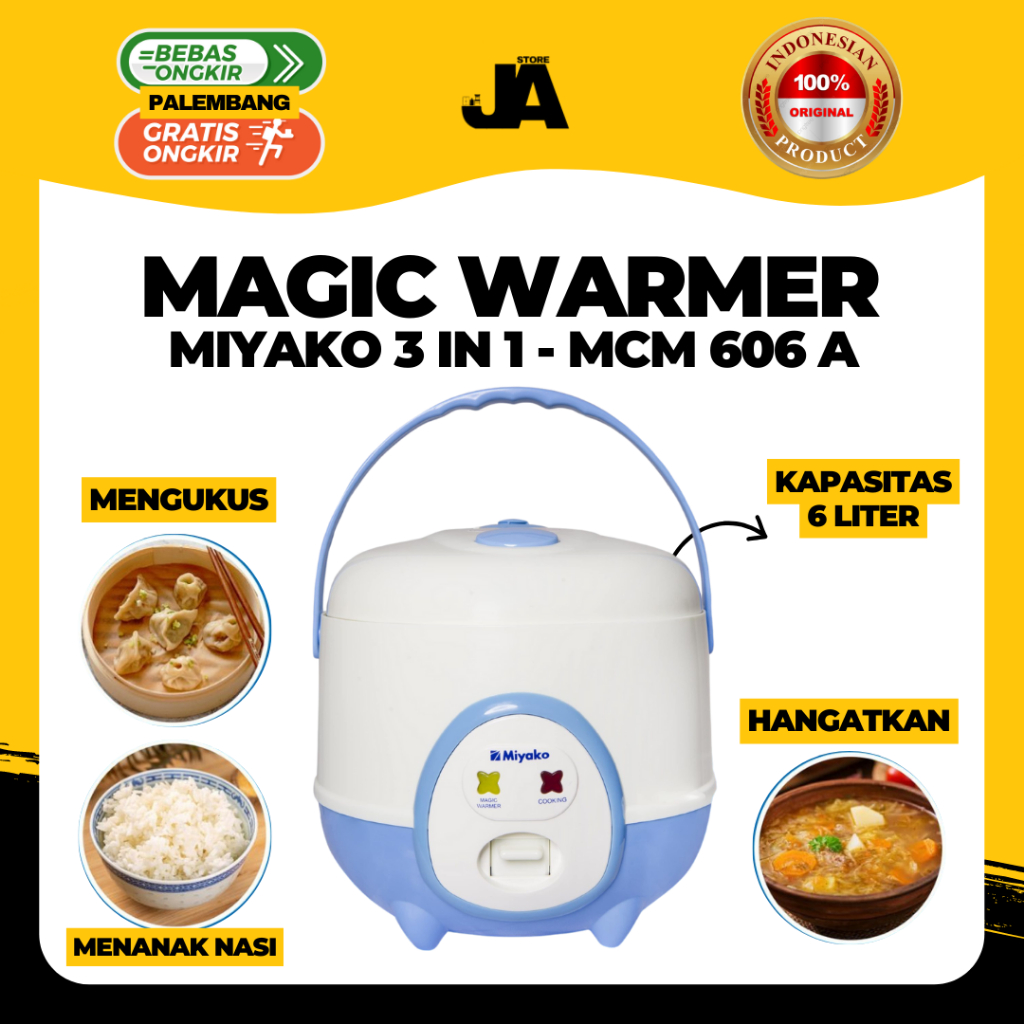 Rice Cooker Magic Warmer 3in1 Miyako MCM-606 A / Penanak Nasi / Rumah Murah Berkualitas BPA Free