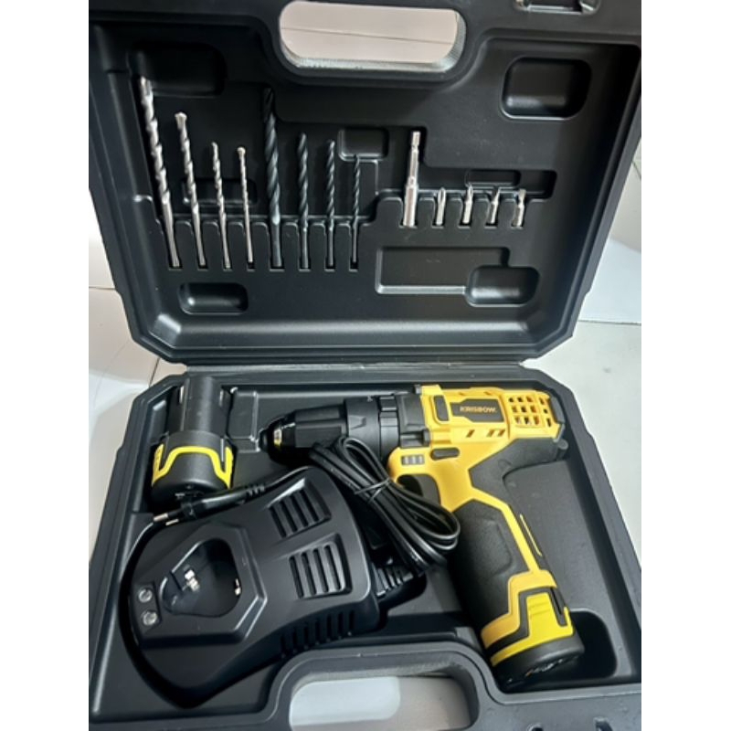 Krisbow Bor Cordless Impact 10 Mm 12v Ircid122 dengan 2 baterai original