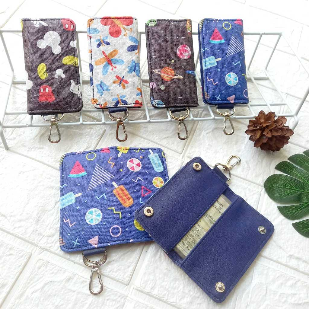 Gantungan Kunci Motor Mobil Dompet STNK Lipat Kancing Motif Unik