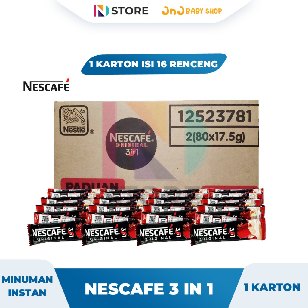 

Nescafe Original 3 IN 1 Kemasan 17.5gr 1 Karton isi 16 Renceng