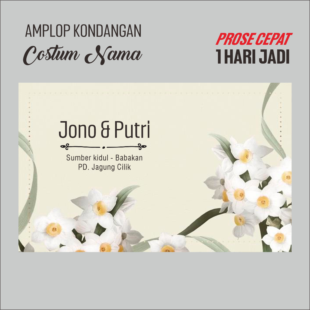 

Amplop Kondangan Costum Nama Sendiri Desain Minimalis | 1 pack isi 100 pcs Ukuran Sedang [15.2 CM X 9.5 CM] Harga Ekonomis