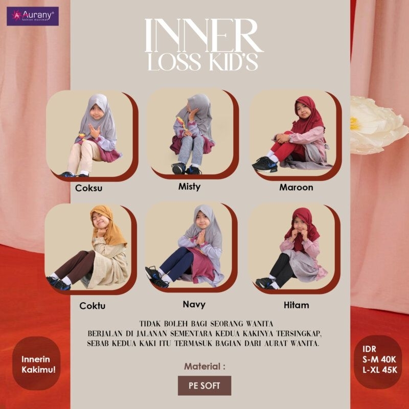 Aurany Inner Anak Loss Celana Panjang Daleman Gamis Anak Celana Dalaman Gamis Anak Perempuan Bahan K